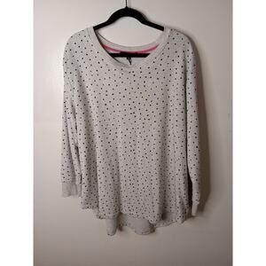 NWT JANE AND DELANCEY Women's Size 2X Velvet Textured Hearts Hi-Low Sweatshirt